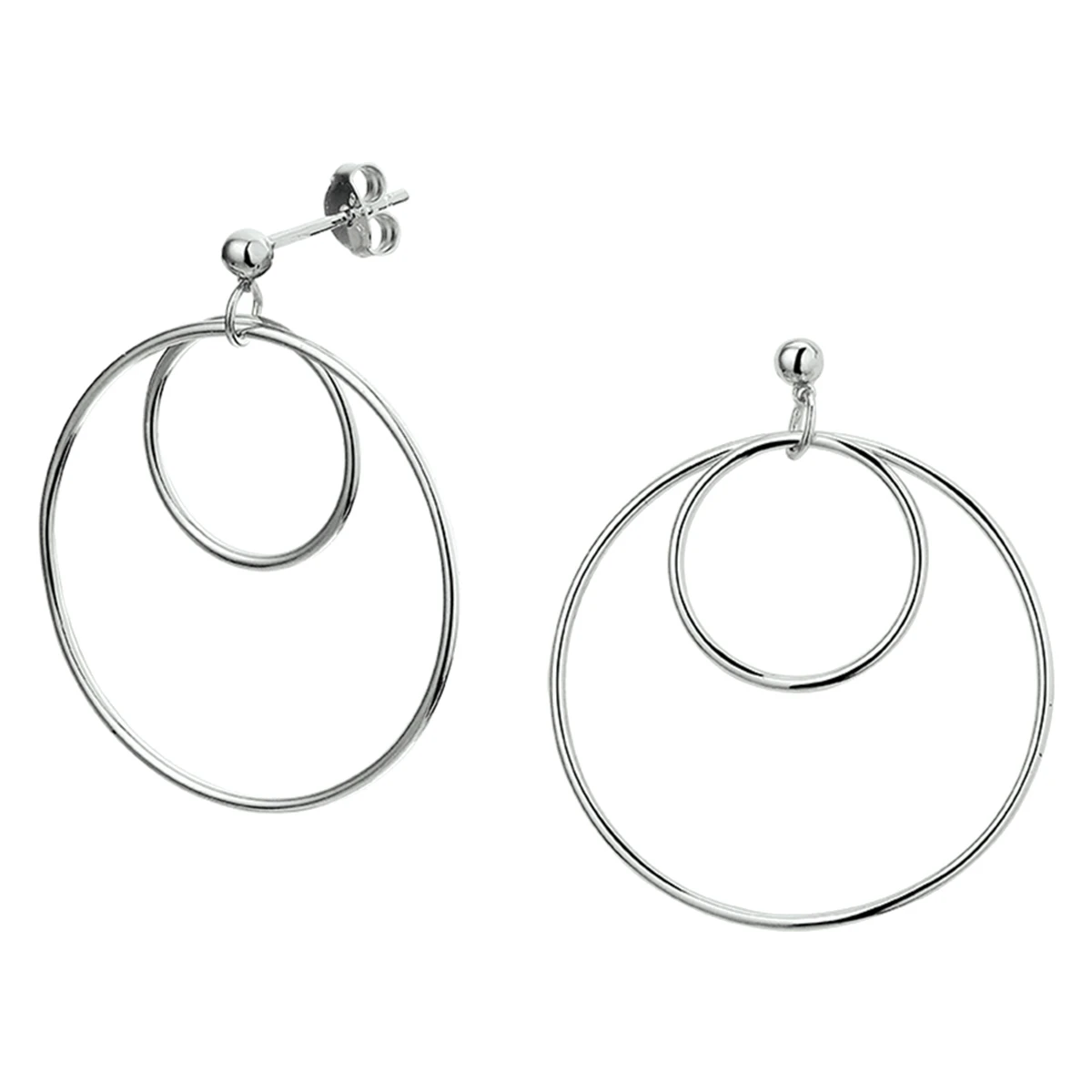 oorhangers rondjes zilver gerhodineerd
