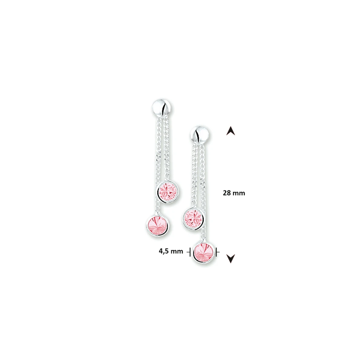 oorhangers roze zirkonia zilver wit
