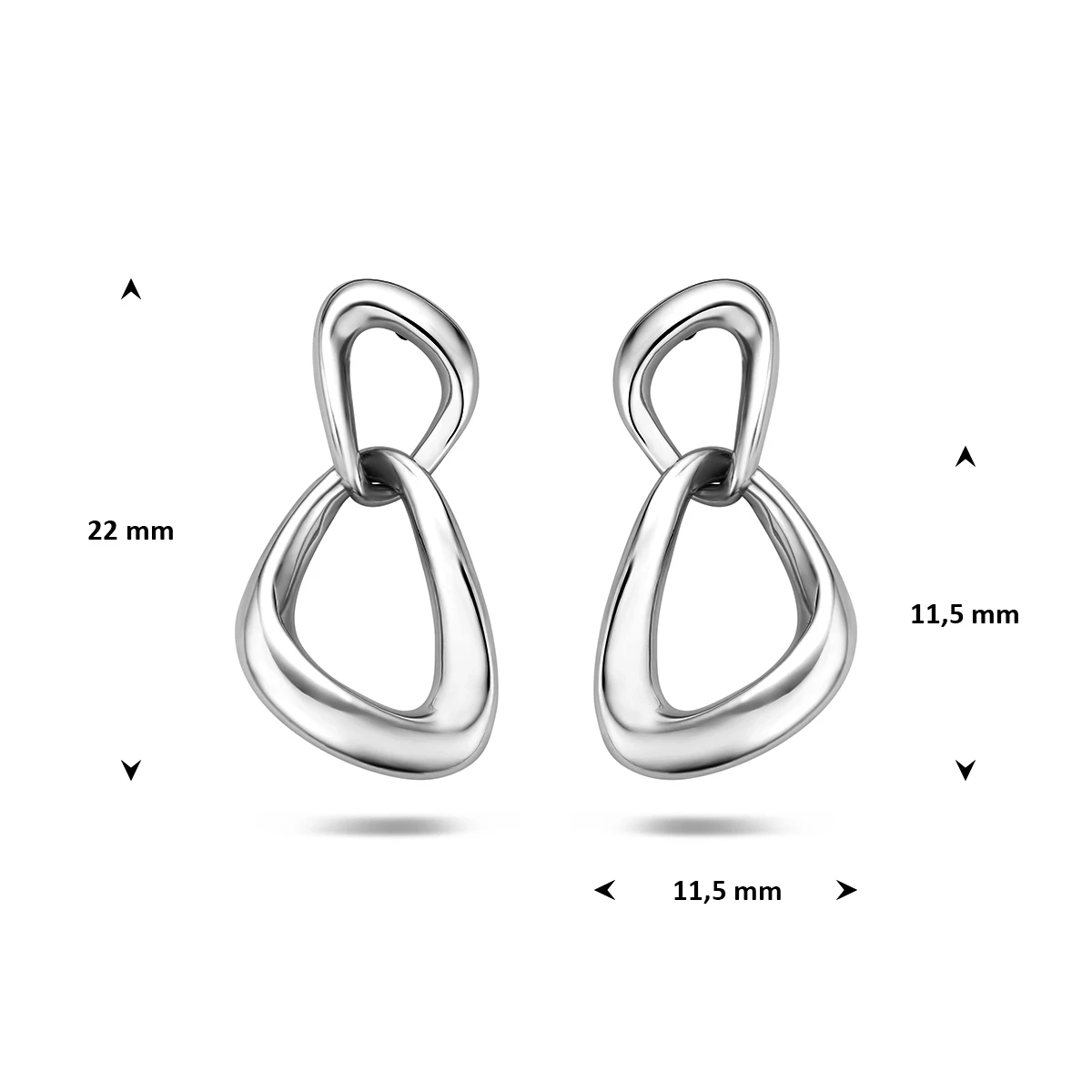 oorhangers schakel 22 mm zilver gerhodineerd