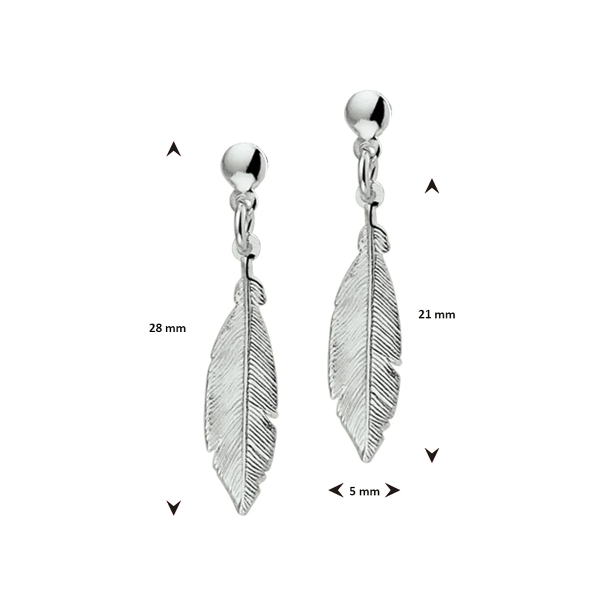 oorhangers veer 28 mm zilver gerhodineerd