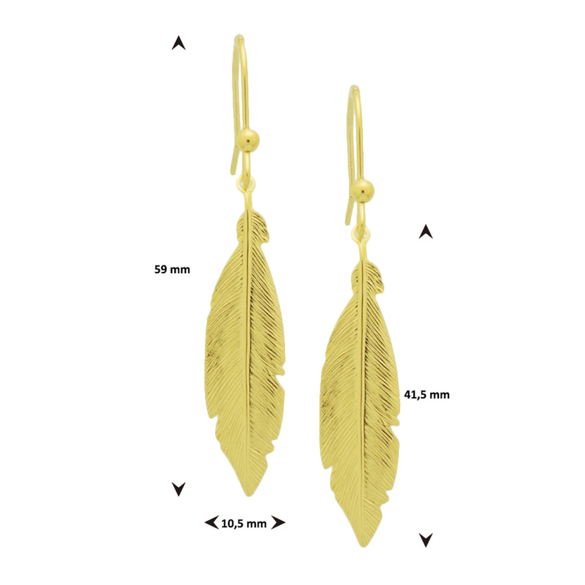 oorhangers veer franse haak 59 mm 1 micron zilver verguld (geel)