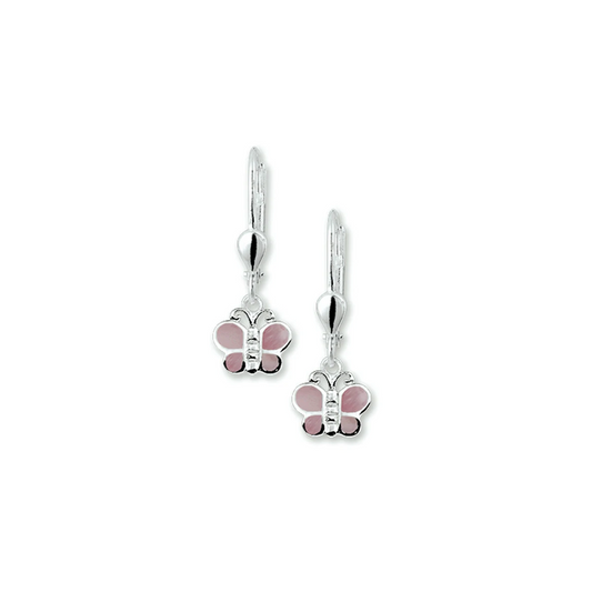 oorhangers vlinder brisur haak zilver wit
