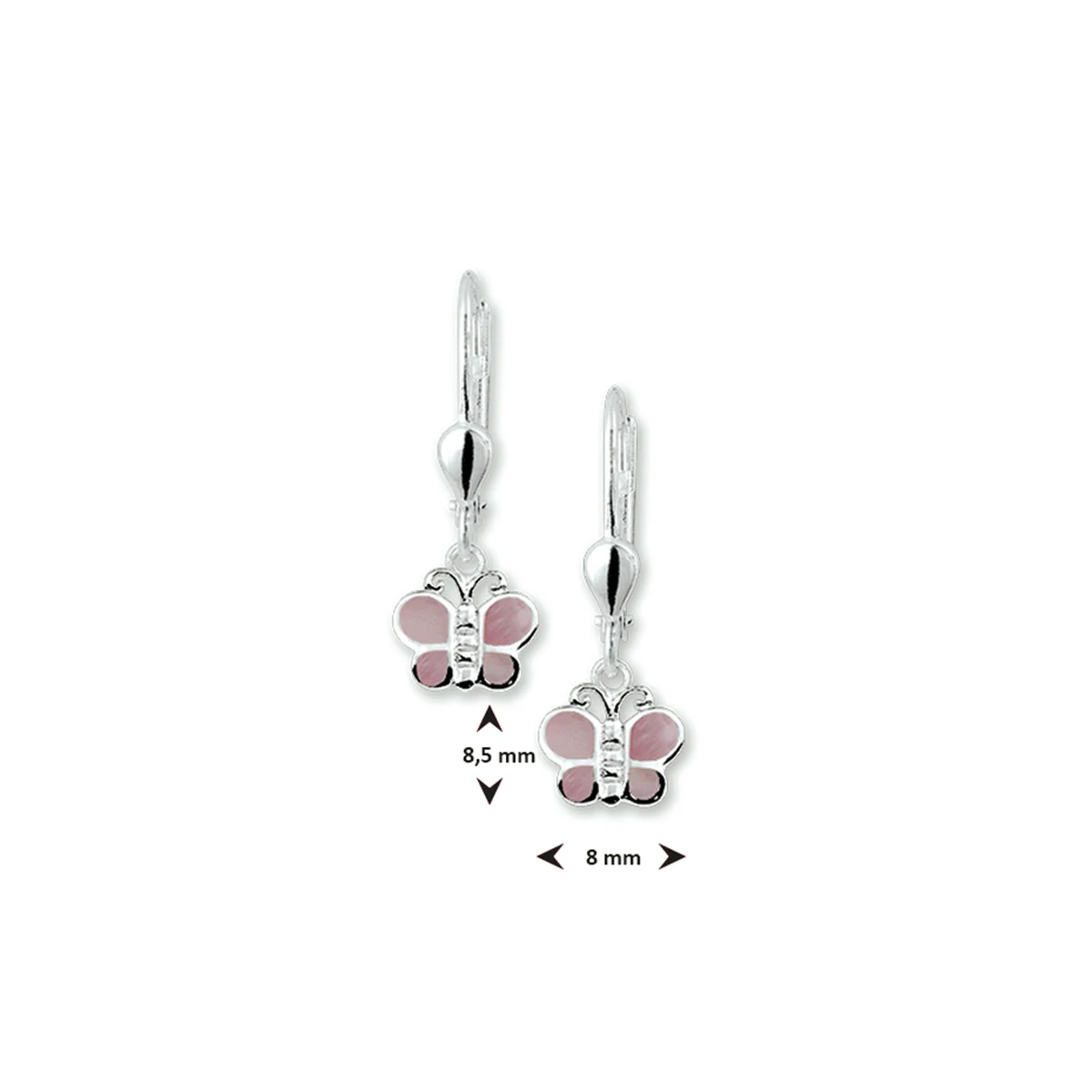 oorhangers vlinder brisur haak zilver wit