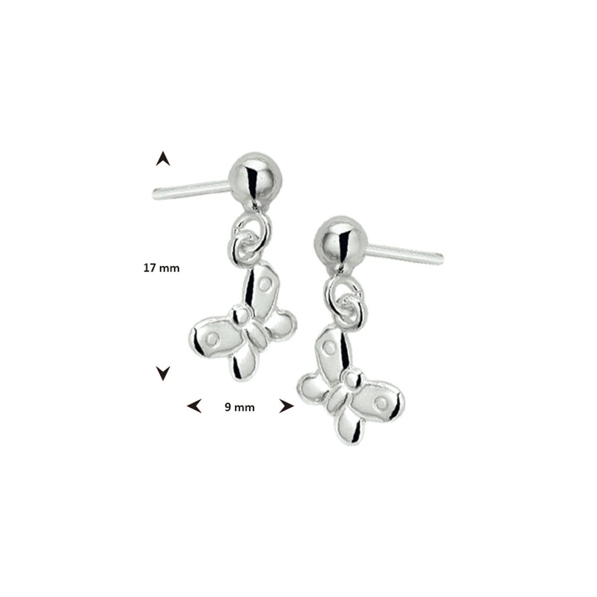 oorhangers vlinder zilver wit