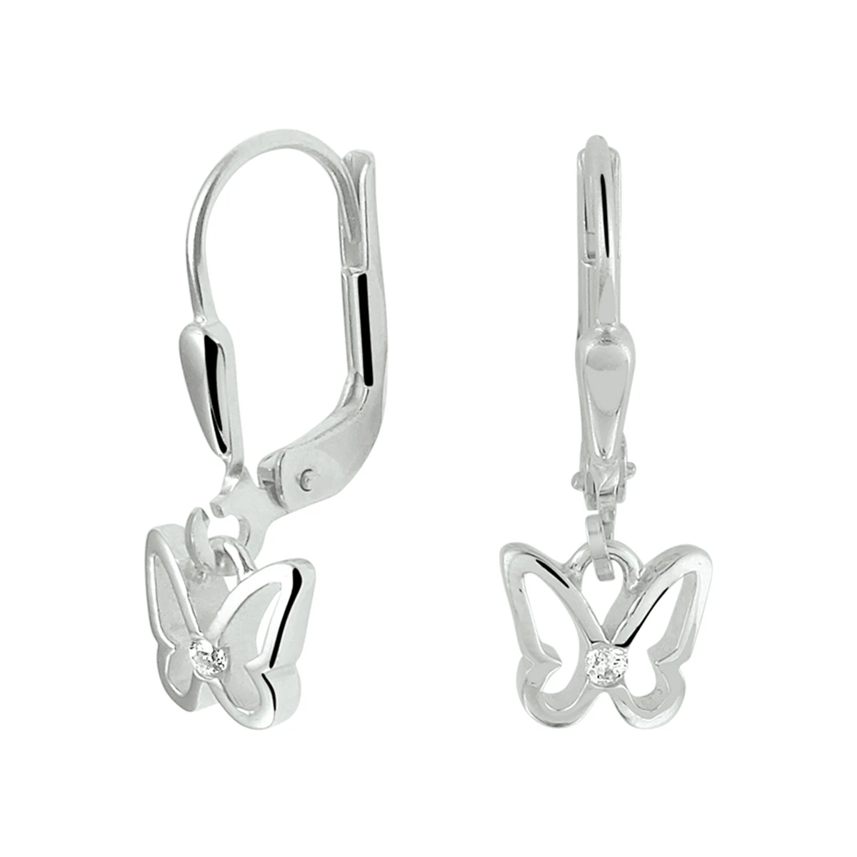 oorhangers vlinder zirkonia brisur haak zilver gerhodineerd