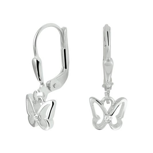 oorhangers vlinder zirkonia brisur haak zilver gerhodineerd