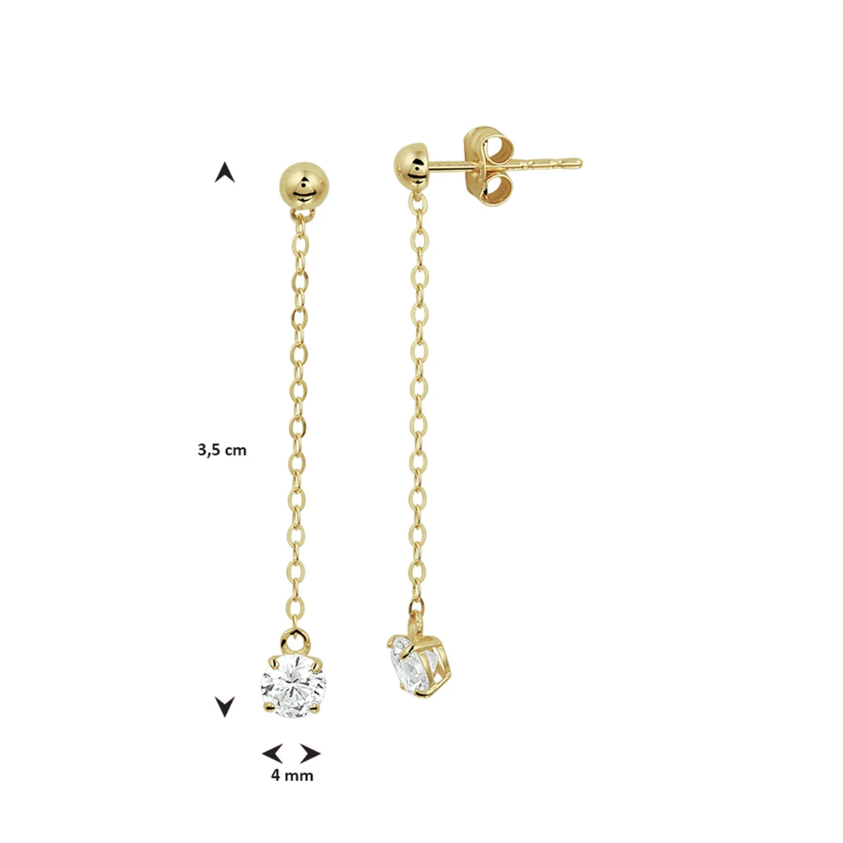 oorhangers zirkonia 14K geelgoud