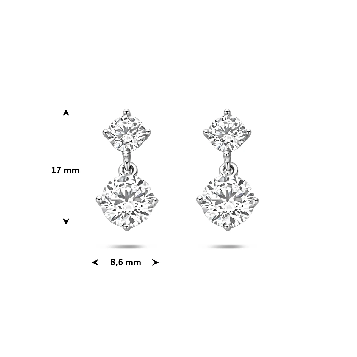oorhangers zirkonia 17 mm zilver gerhodineerd