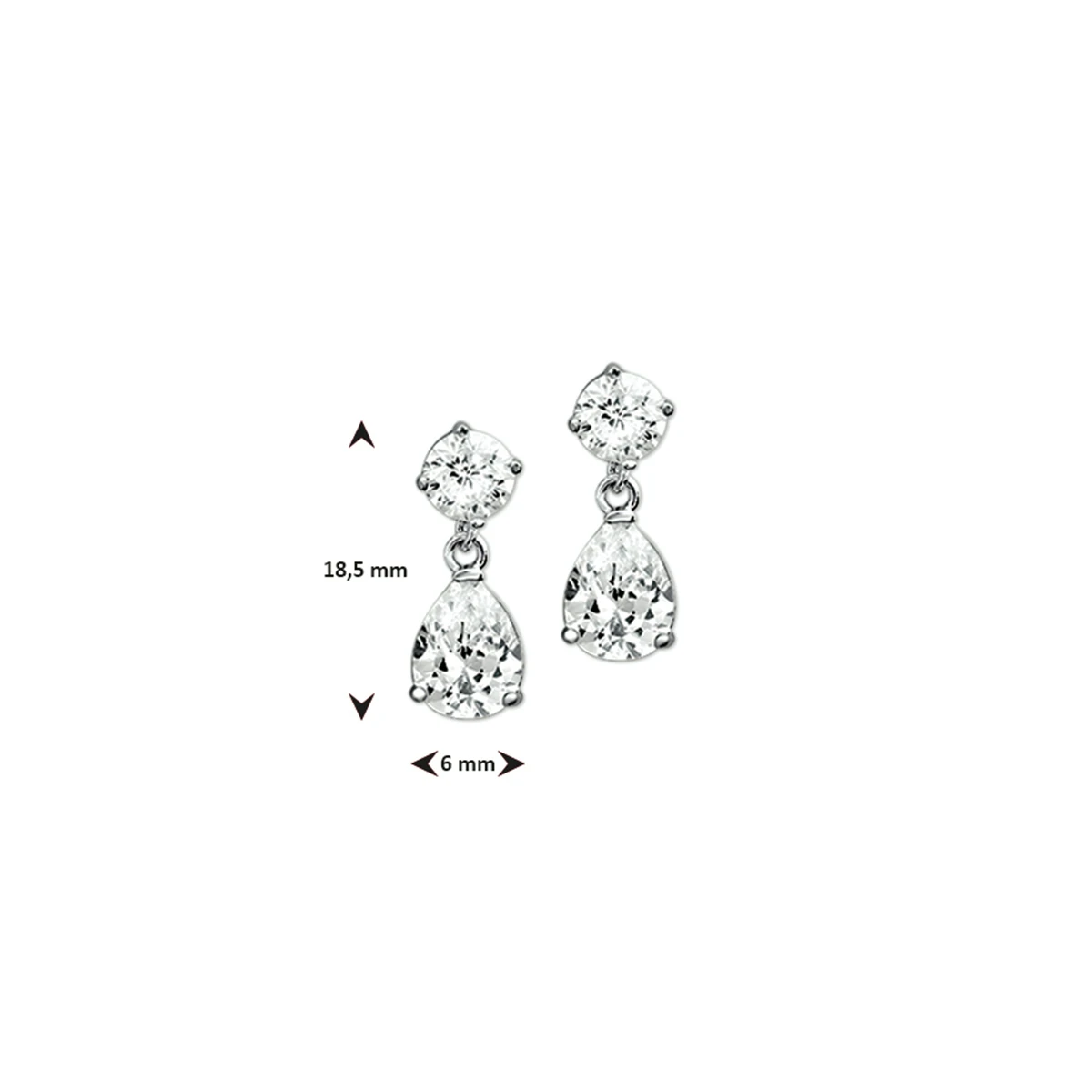 oorhangers zirkonia 18,5 mm zilver gerhodineerd