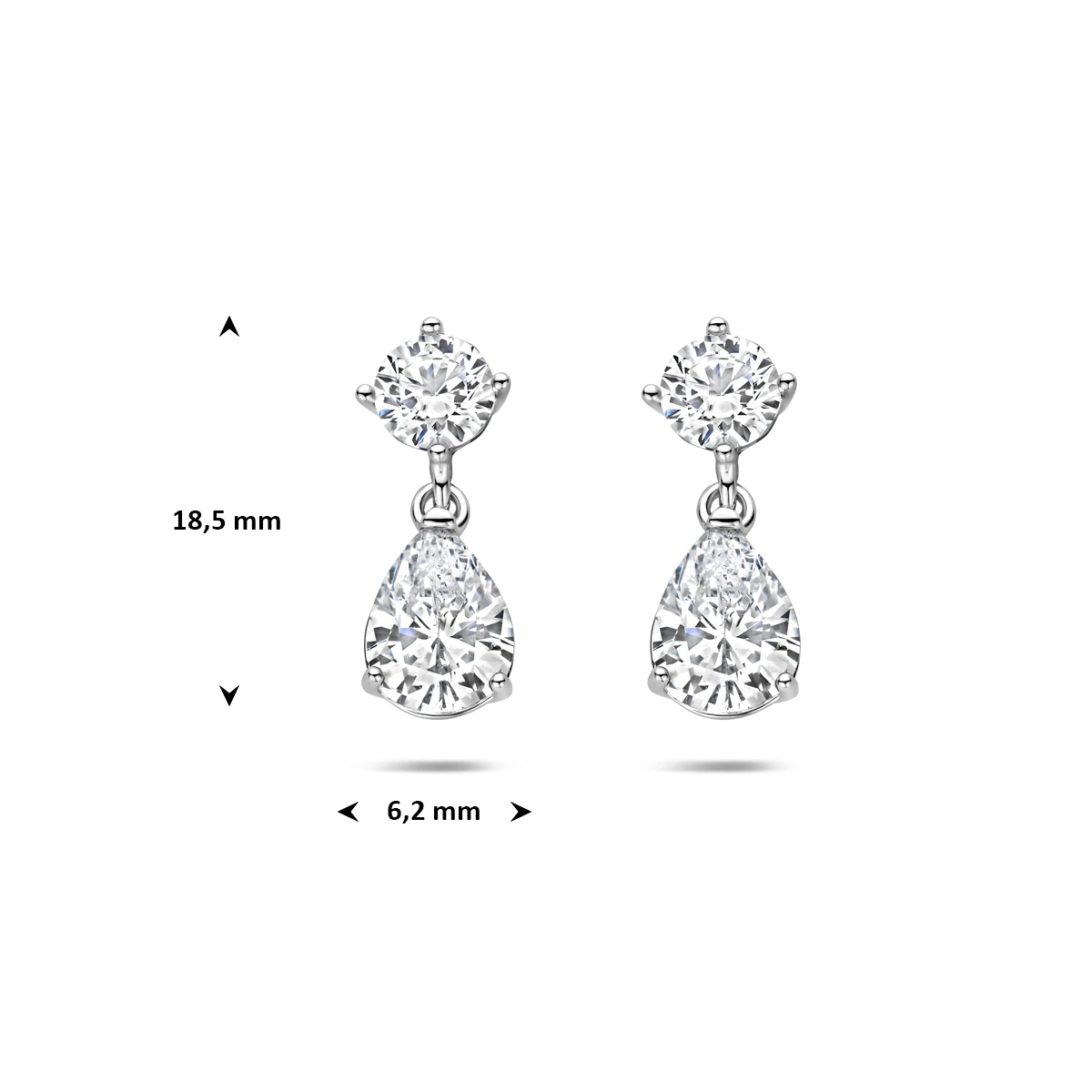 oorhangers zirkonia 18,5 mm zilver gerhodineerd