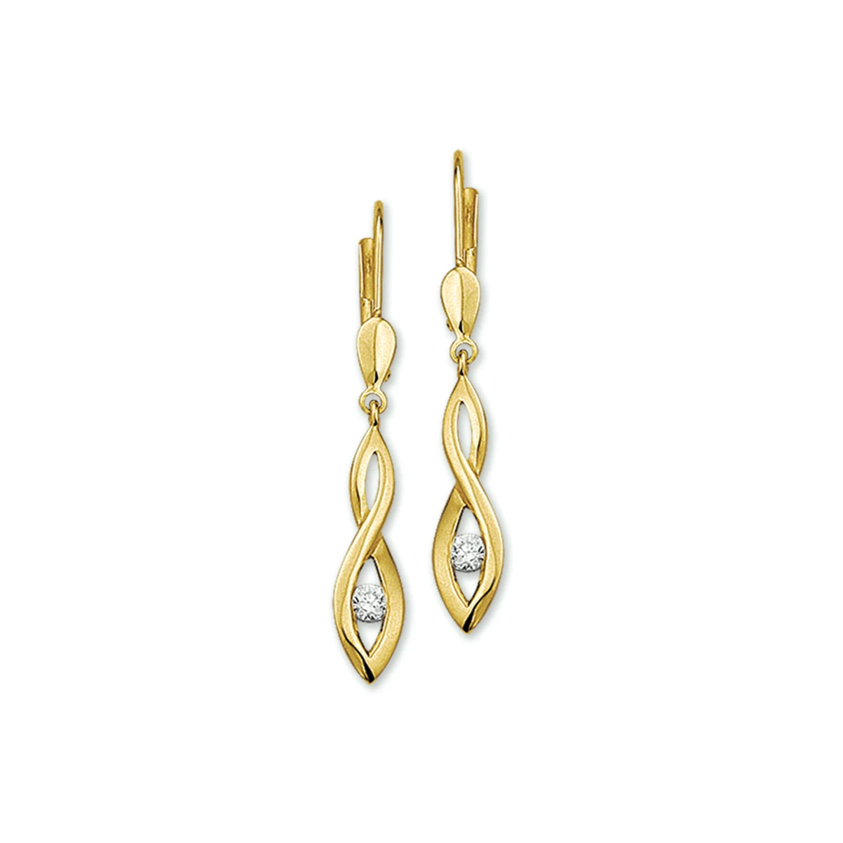 oorhangers zirkonia brisur haak 14K geelgoud
