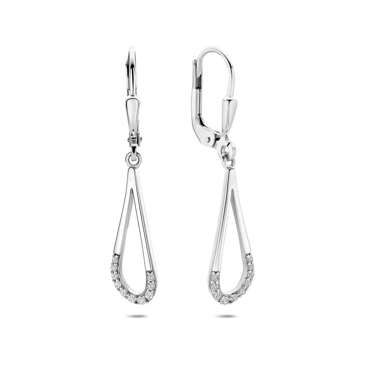 oorhangers zirkonia brisur haak 34 mm zilver gerhodineerd