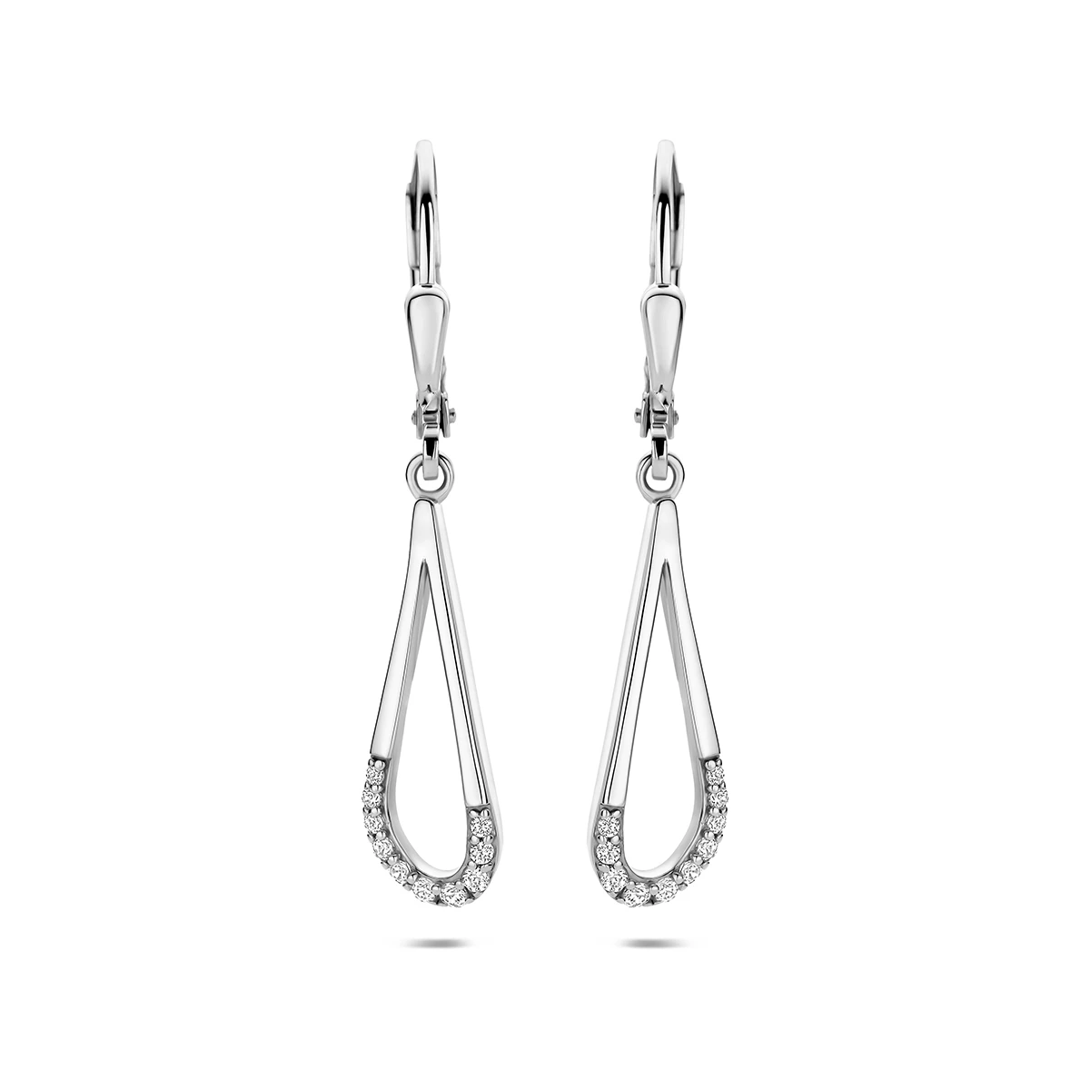oorhangers zirkonia brisur haak 34 mm zilver gerhodineerd