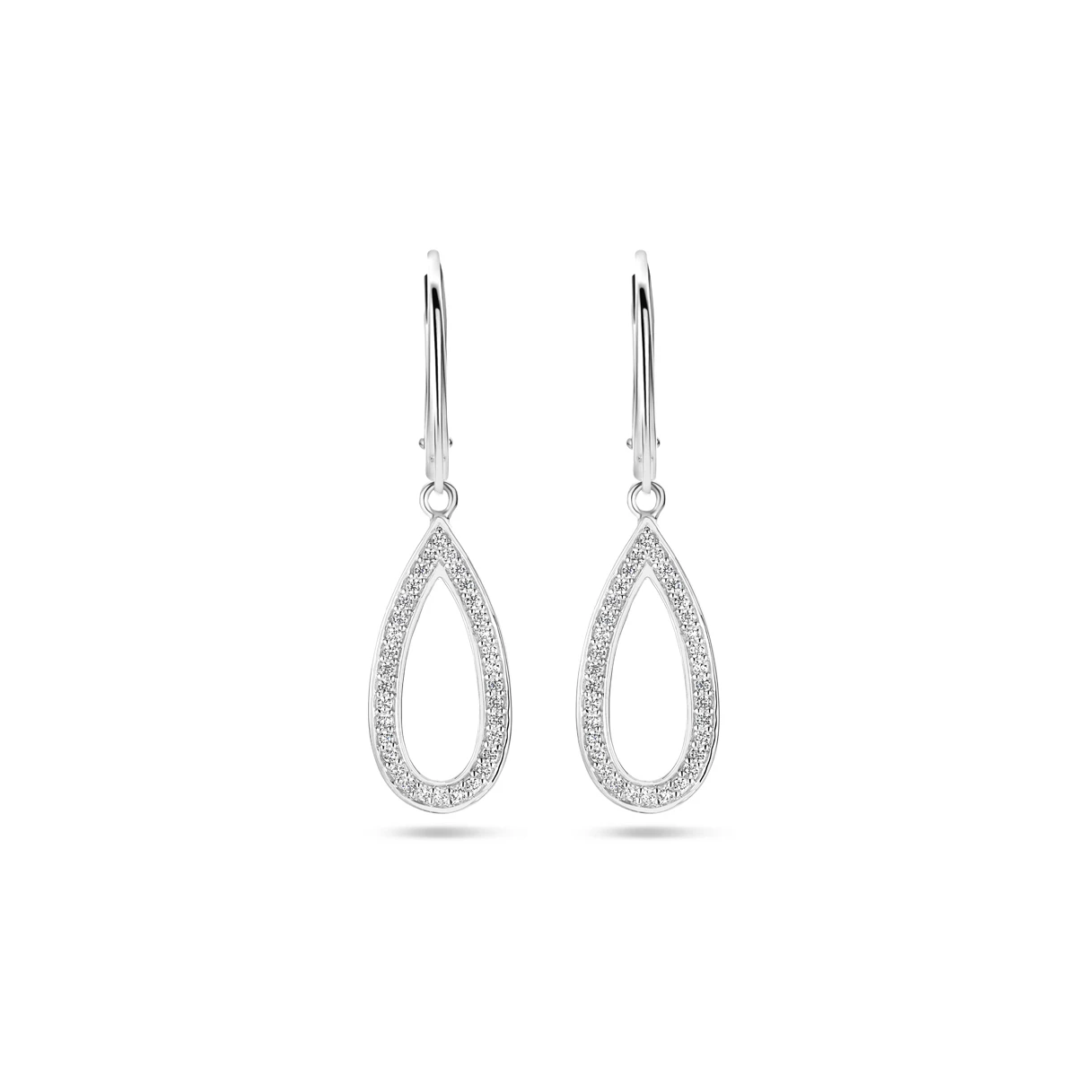 oorhangers zirkonia brisur haak zilver gerhodineerd