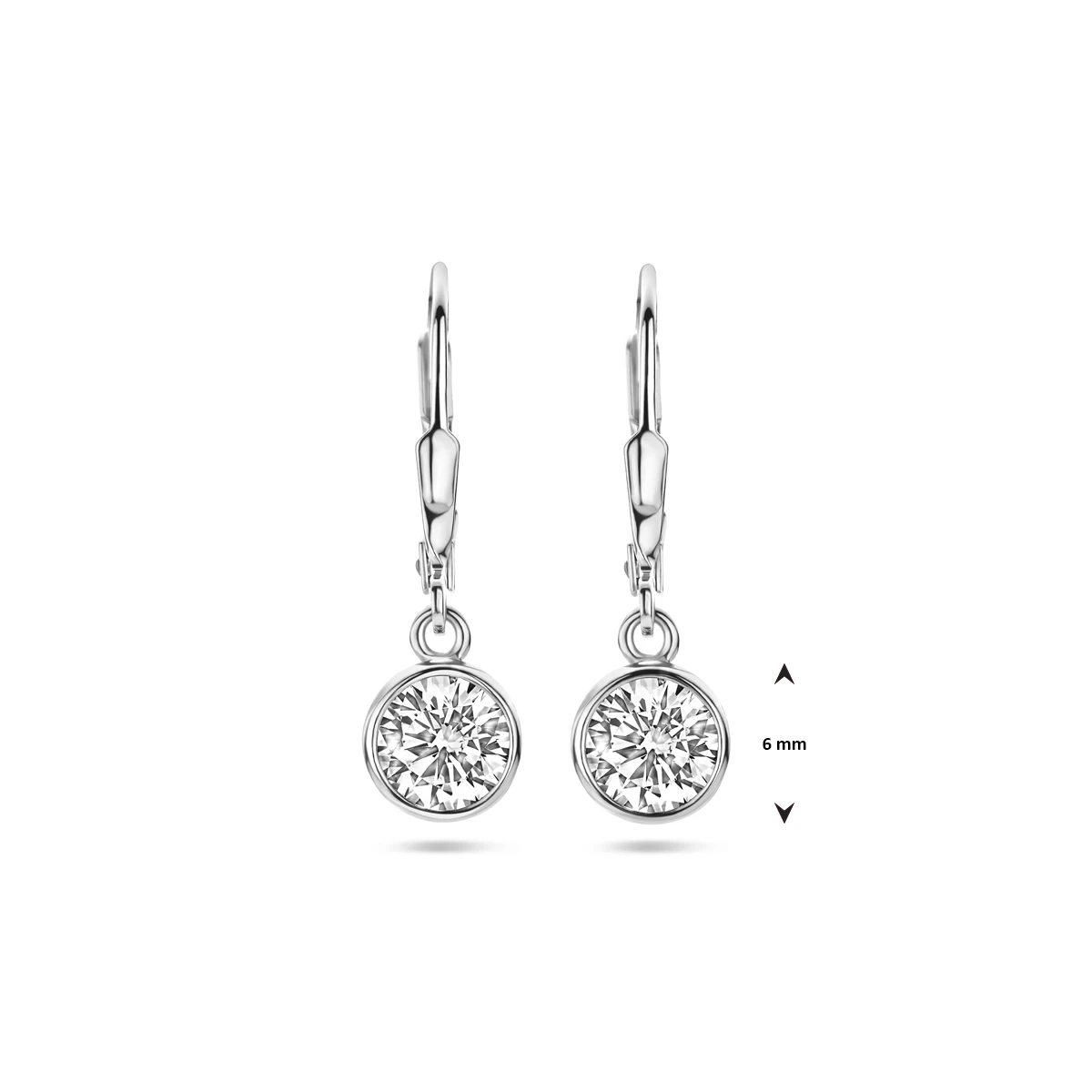 oorhangers zirkonia brisur haak zilver gerhodineerd