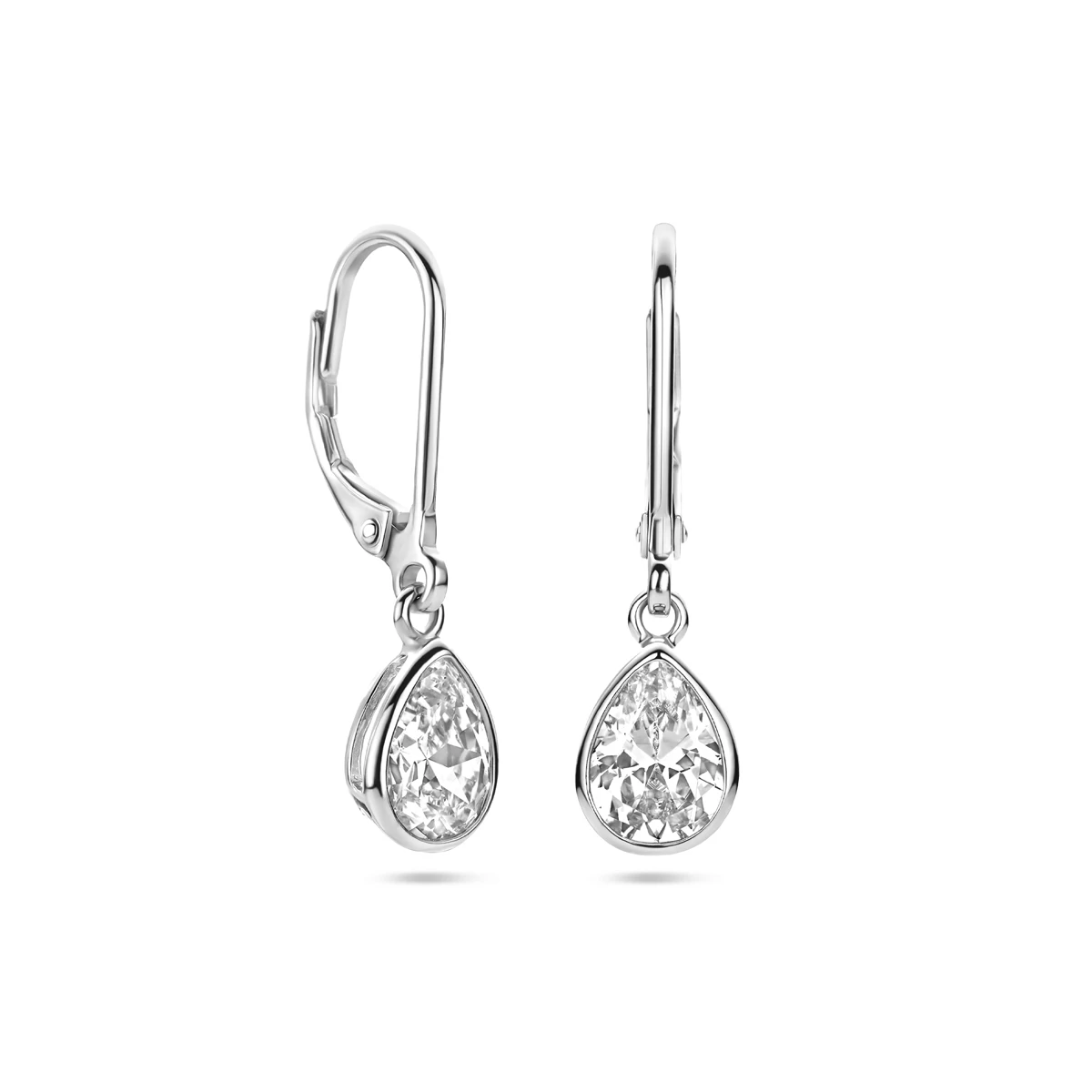 oorhangers zirkonia brisur haak zilver gerhodineerd