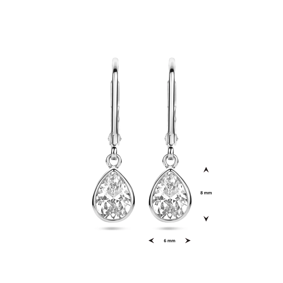 oorhangers zirkonia brisur haak zilver gerhodineerd