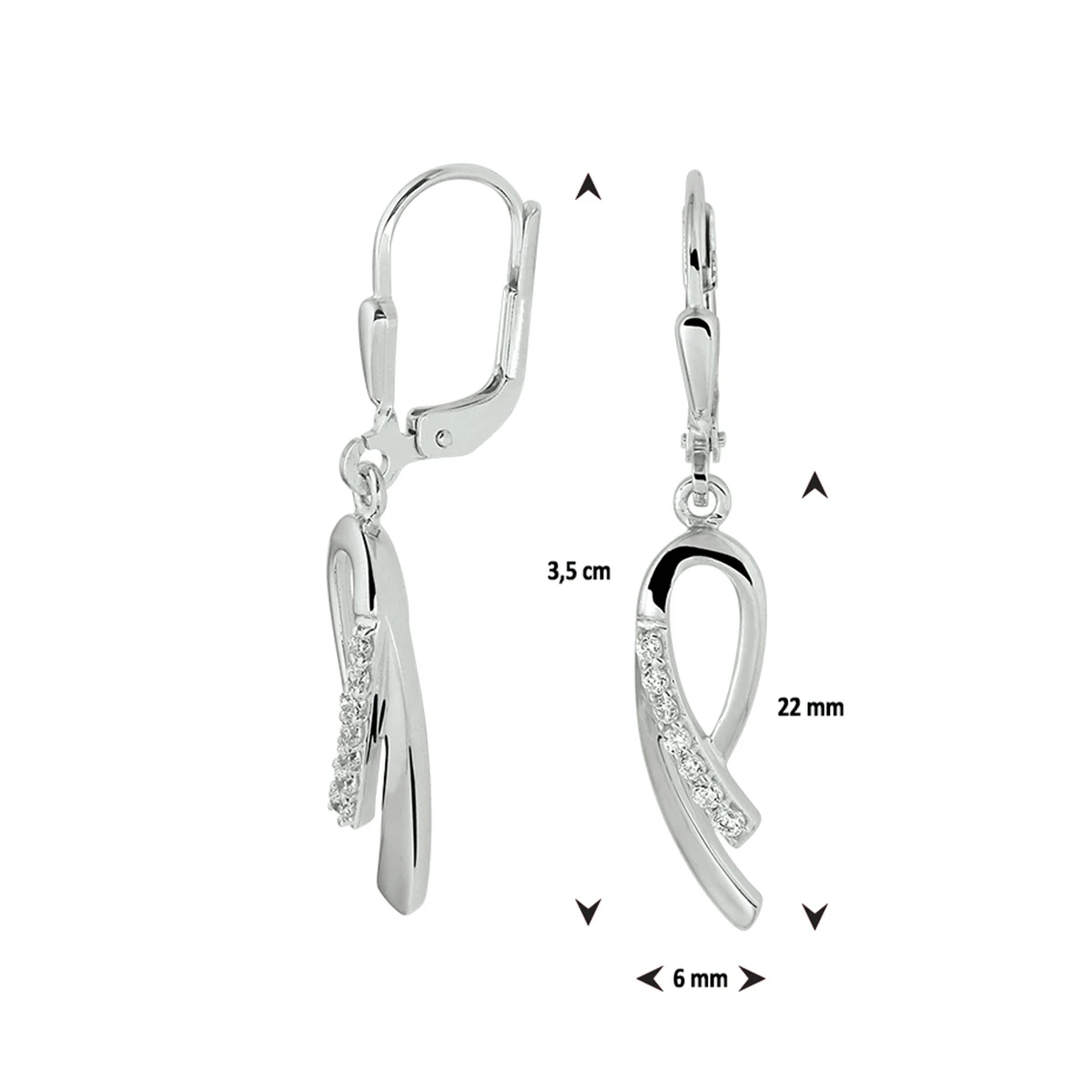 oorhangers zirkonia brisur haak zilver gerhodineerd