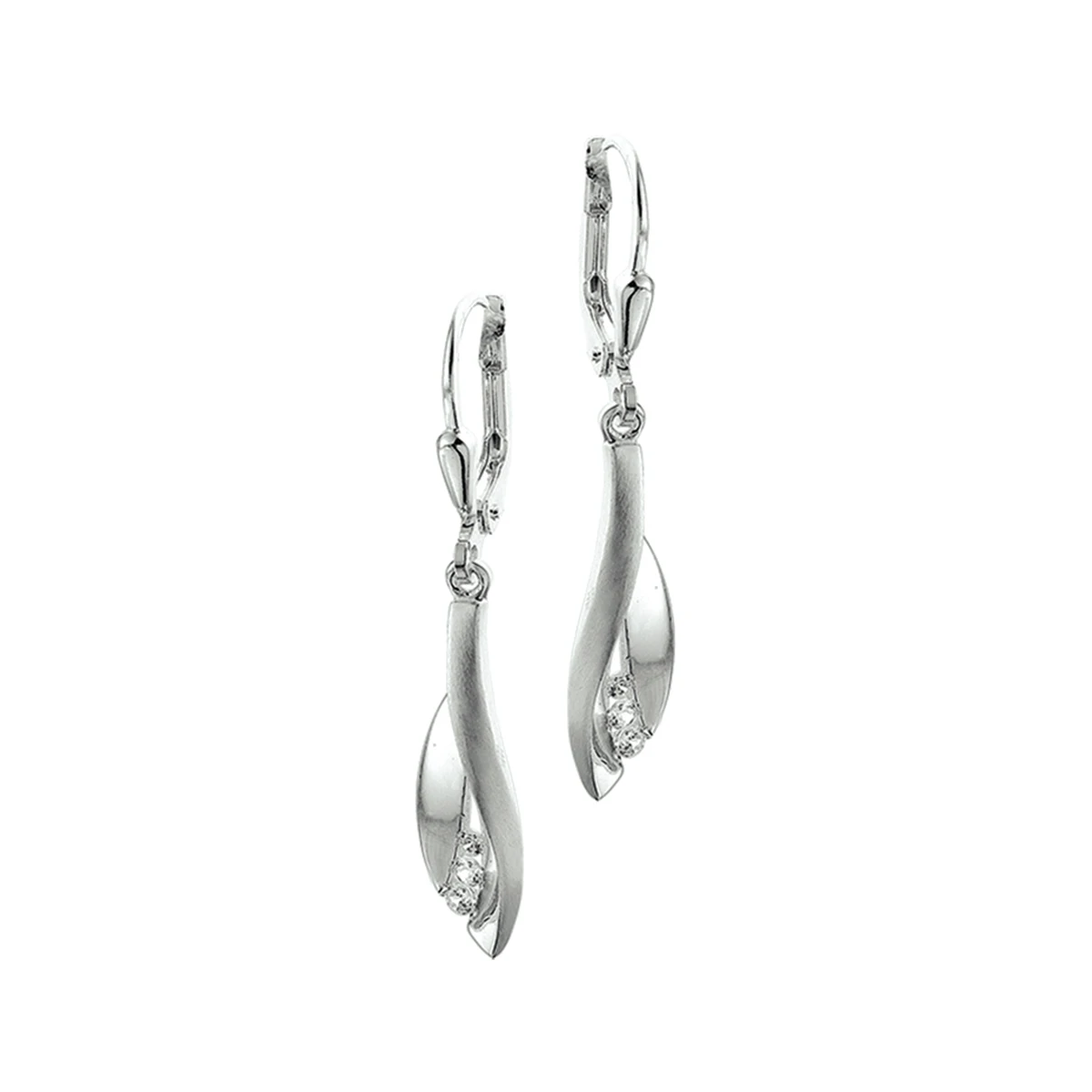 oorhangers zirkonia brisur haak zilver wit