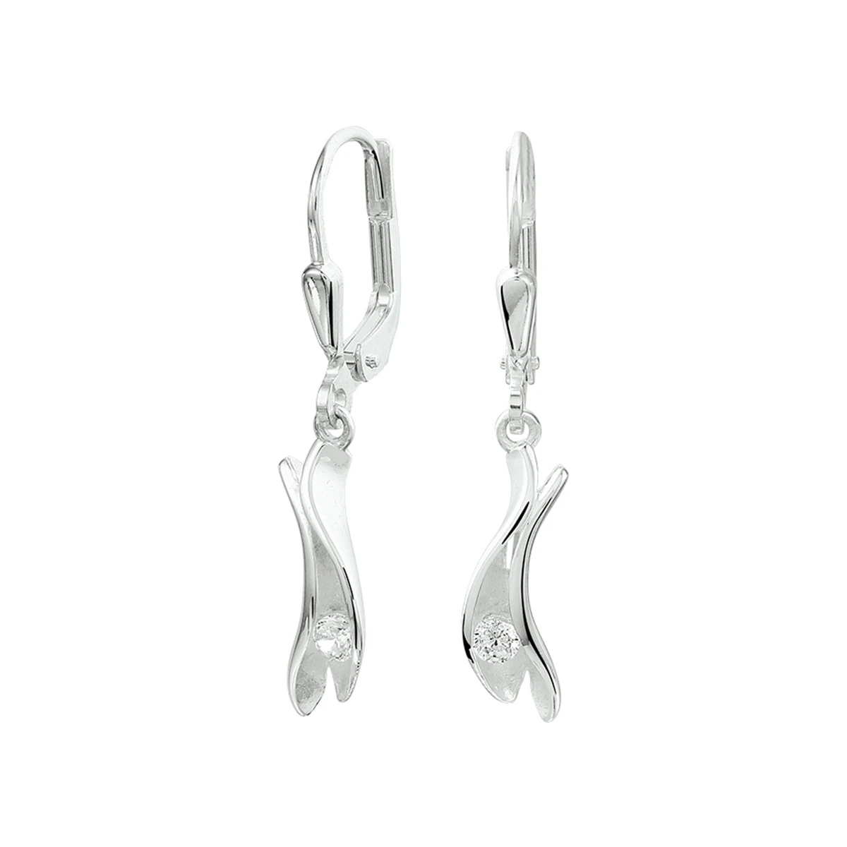 oorhangers zirkonia brisur haak zilver wit