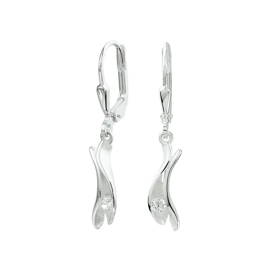 oorhangers zirkonia brisur haak zilver wit