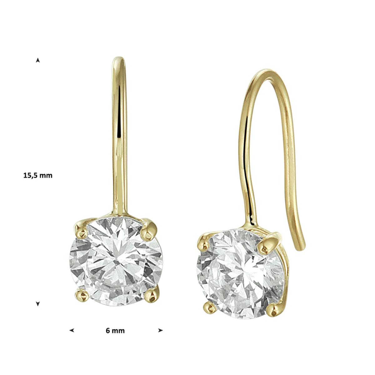 oorhangers zirkonia franse haak 14K geelgoud