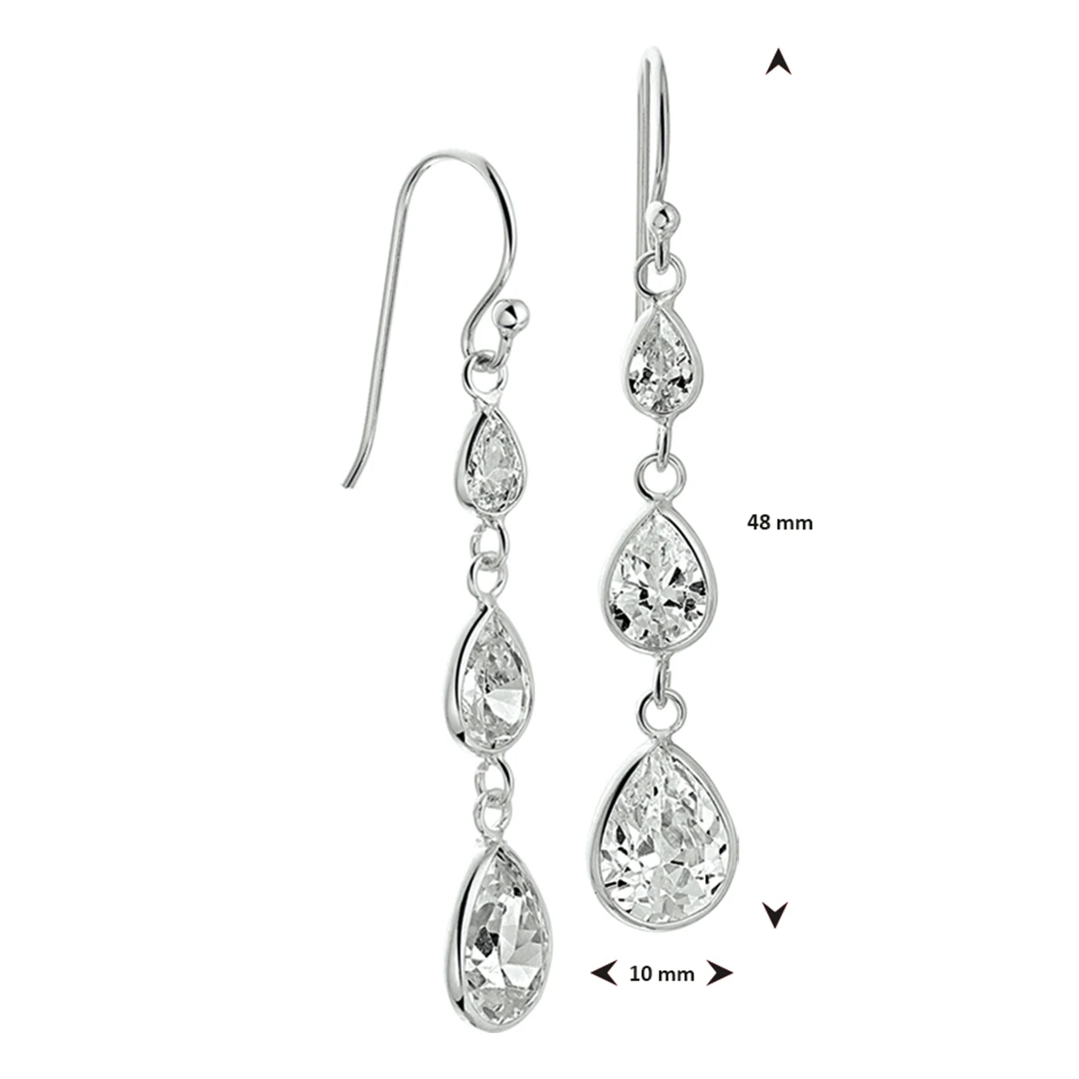 oorhangers zirkonia franse haak zilver gerhodineerd