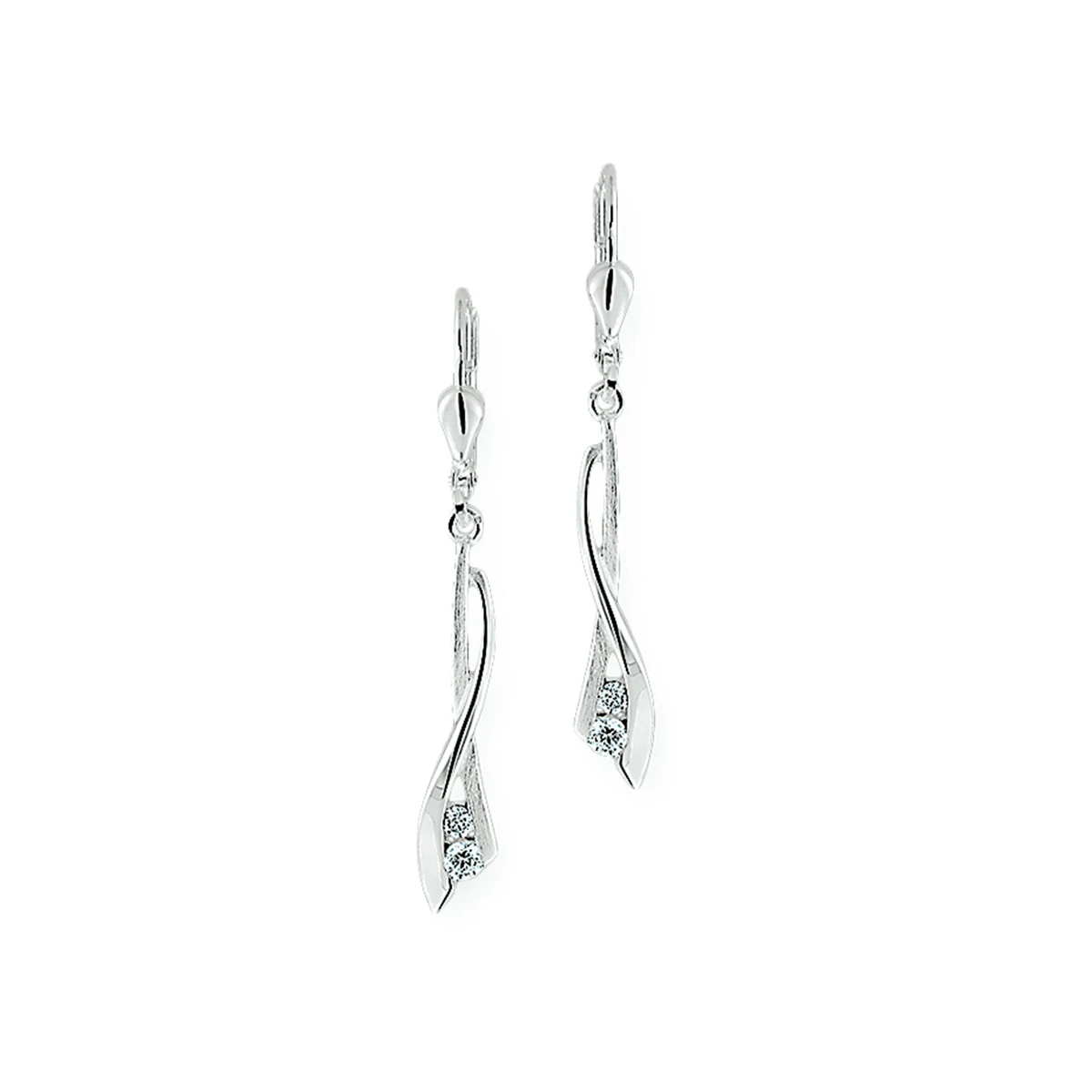 oorhangers zirkonia poli/mat brisur haak zilver wit
