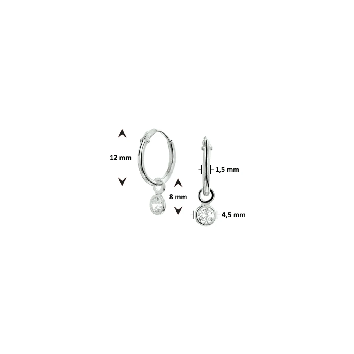 oorhangers zirkonia zilver gerhodineerd