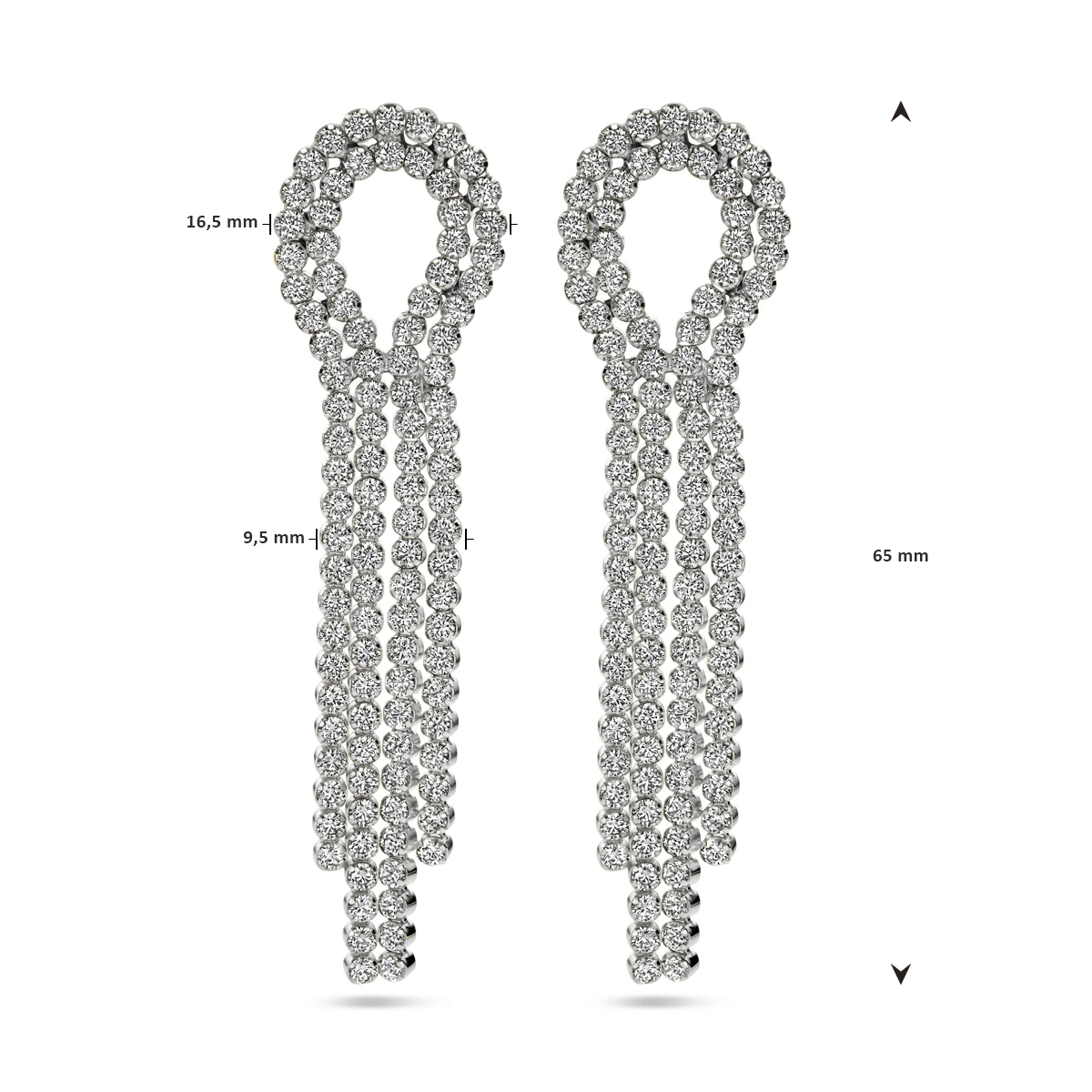 oorhangers zirkonia zilver gerhodineerd