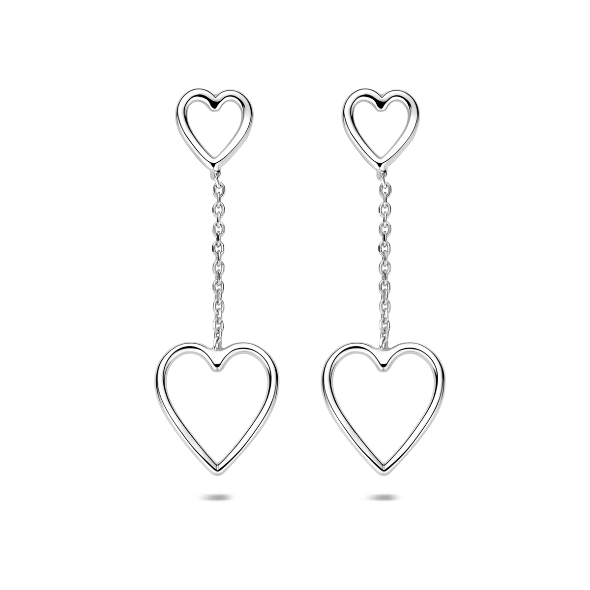 oorhnagers hartjes 35,5 mm zilver gerhodineerd