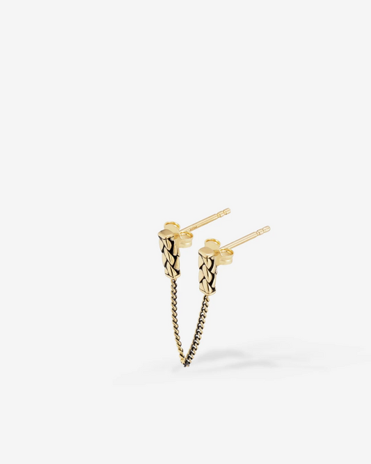 Oorknopje George Double 14kt Goud Single Piece