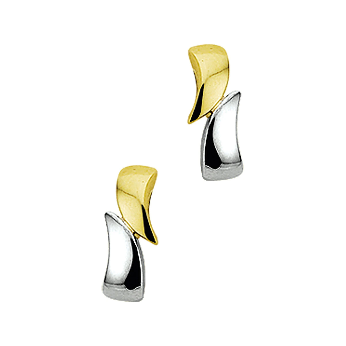 oorknoppen 14K bicolor goud geel/wit