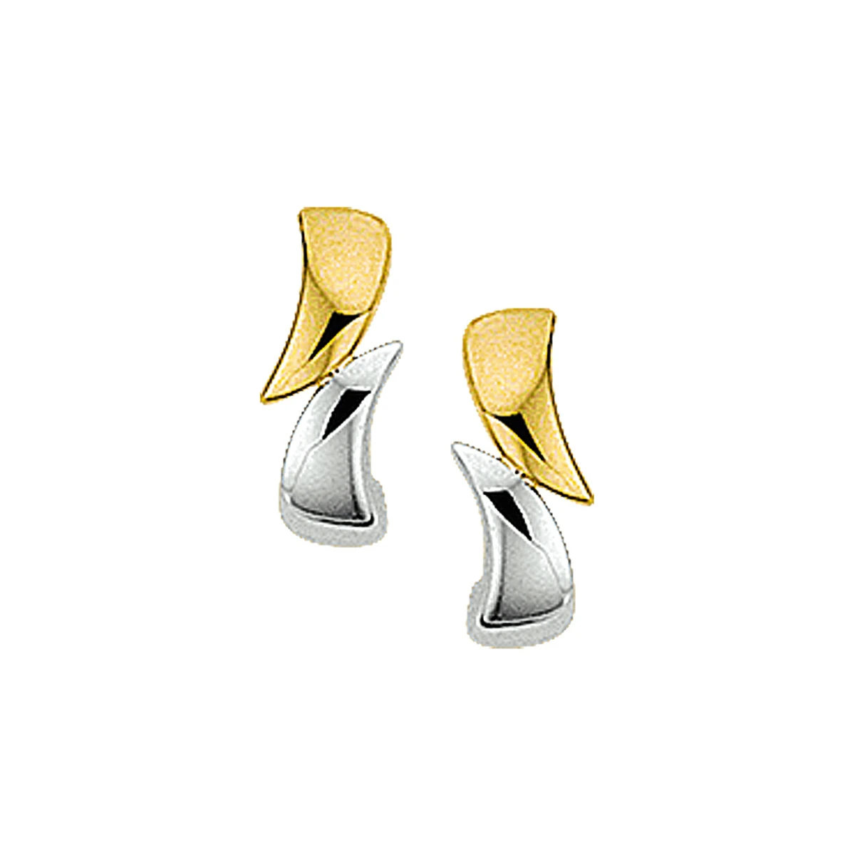 oorknoppen 14K bicolor goud geel/wit