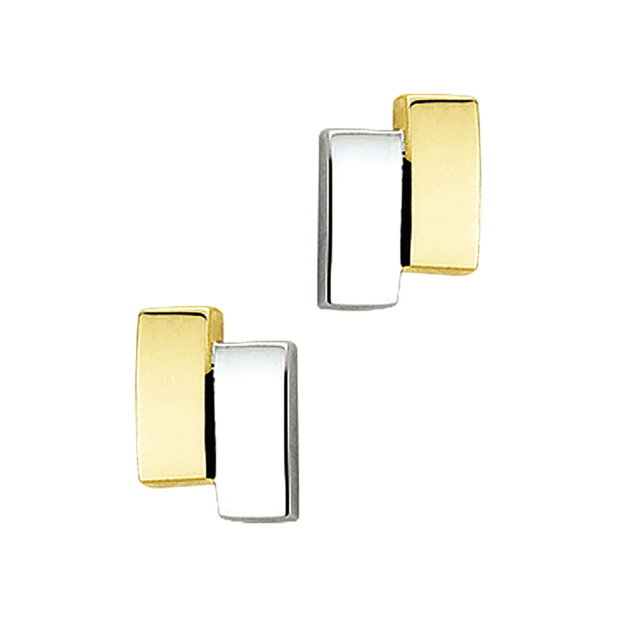 oorknoppen 14K bicolor goud geel/wit
