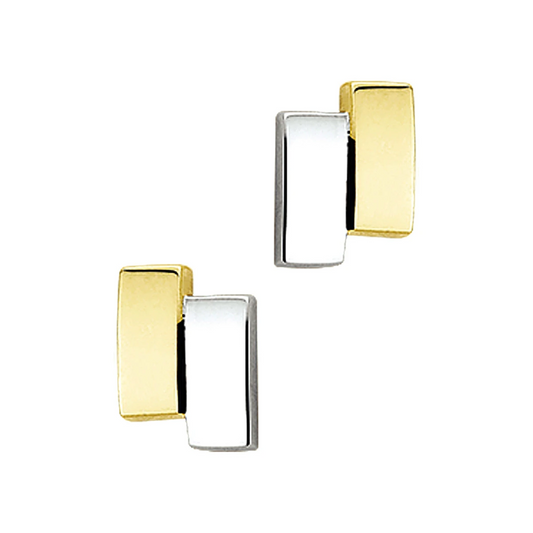 oorknoppen 14K bicolor goud geel/wit