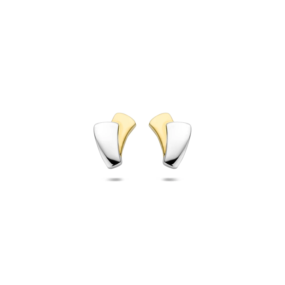 oorknoppen 14K bicolor goud geel/wit