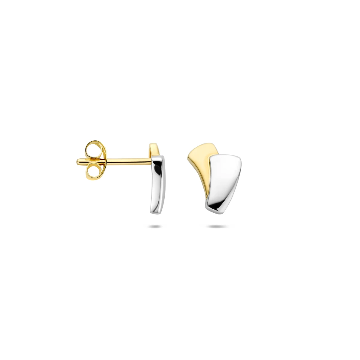 oorknoppen 14K bicolor goud geel/wit