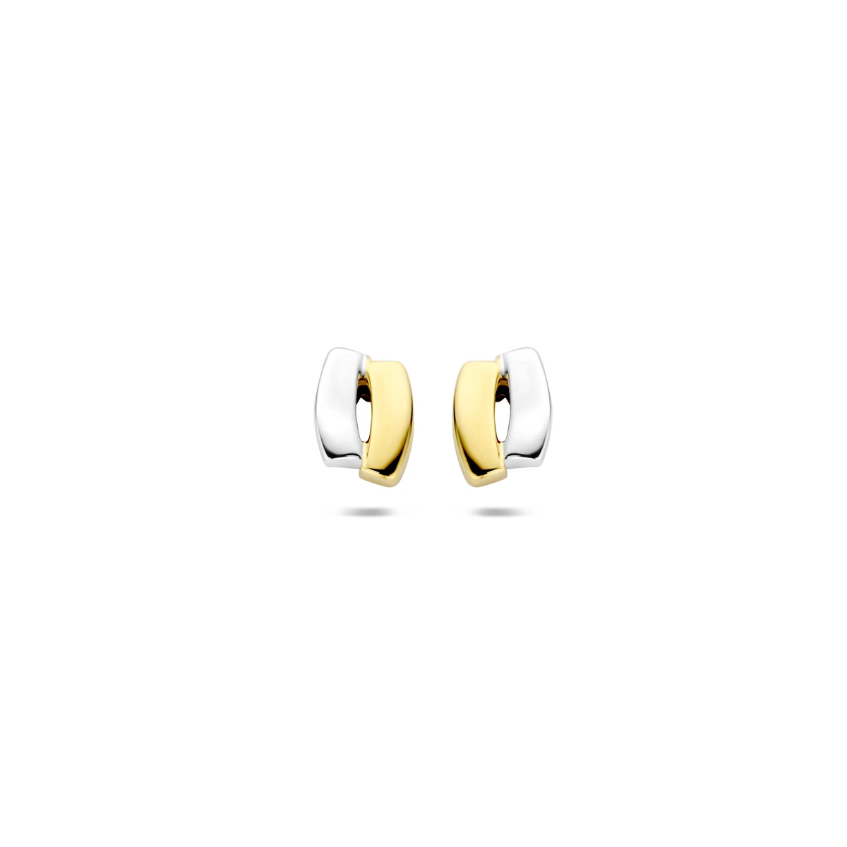 oorknoppen 14K bicolor goud geel/wit