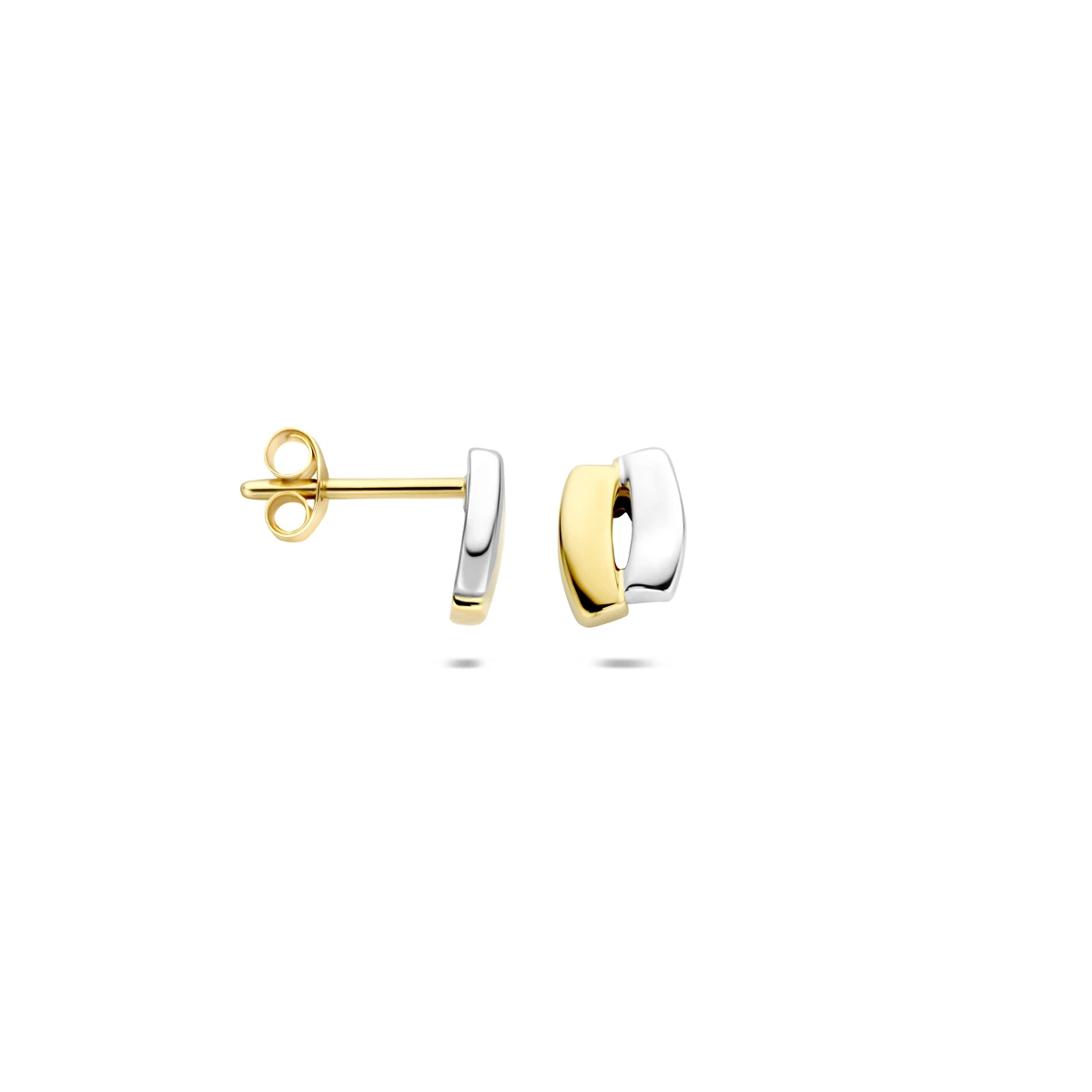 oorknoppen 14K bicolor goud geel/wit