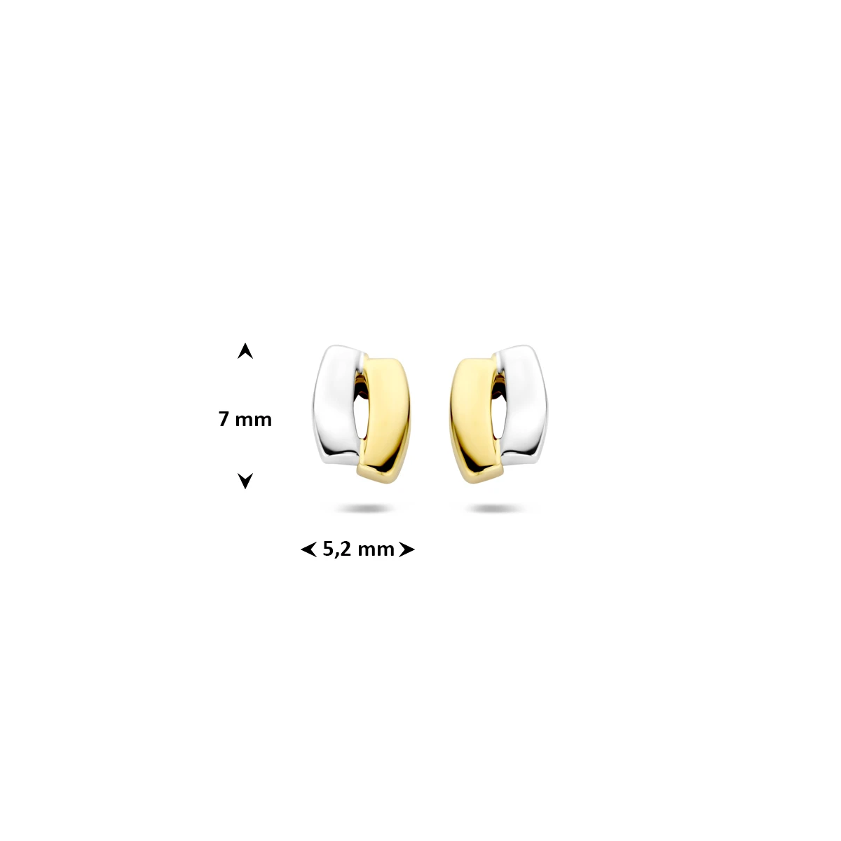 oorknoppen 14K bicolor goud geel/wit