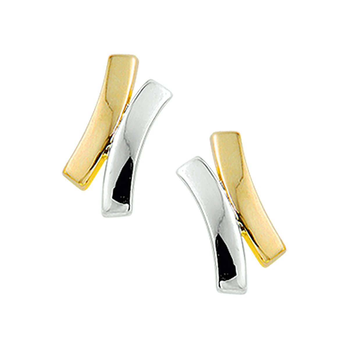 oorknoppen bicolor gestift 12 mm 14K geelgoud