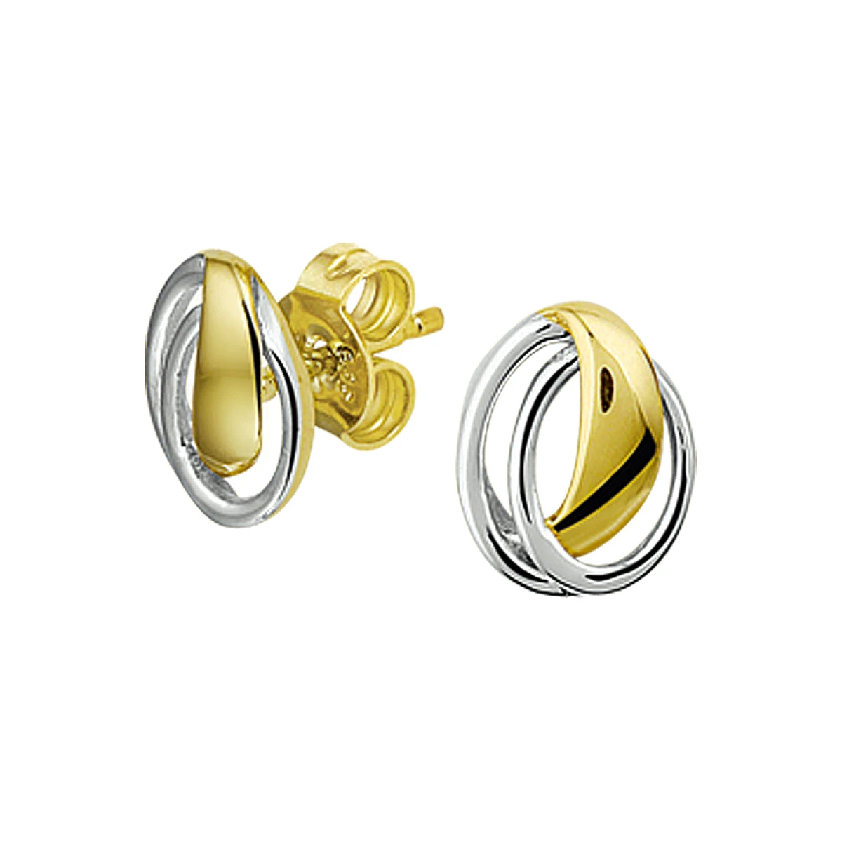 oorknoppen bicolor gestift 7,5 mm 14K geelgoud