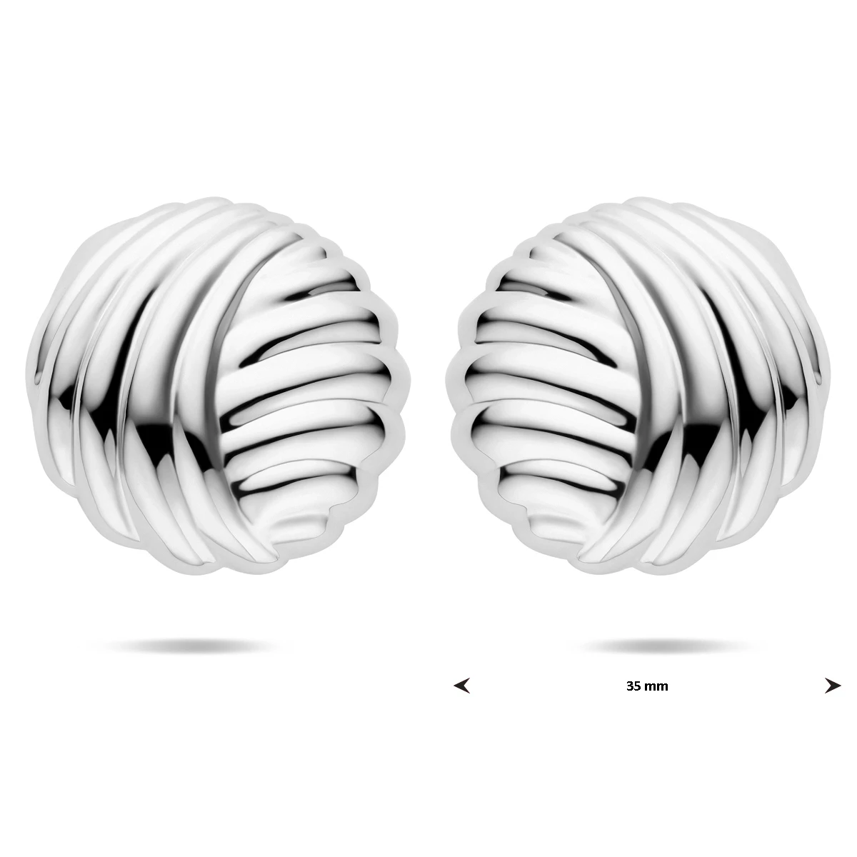 oorknoppen 35 mm zilver gerhodineerd