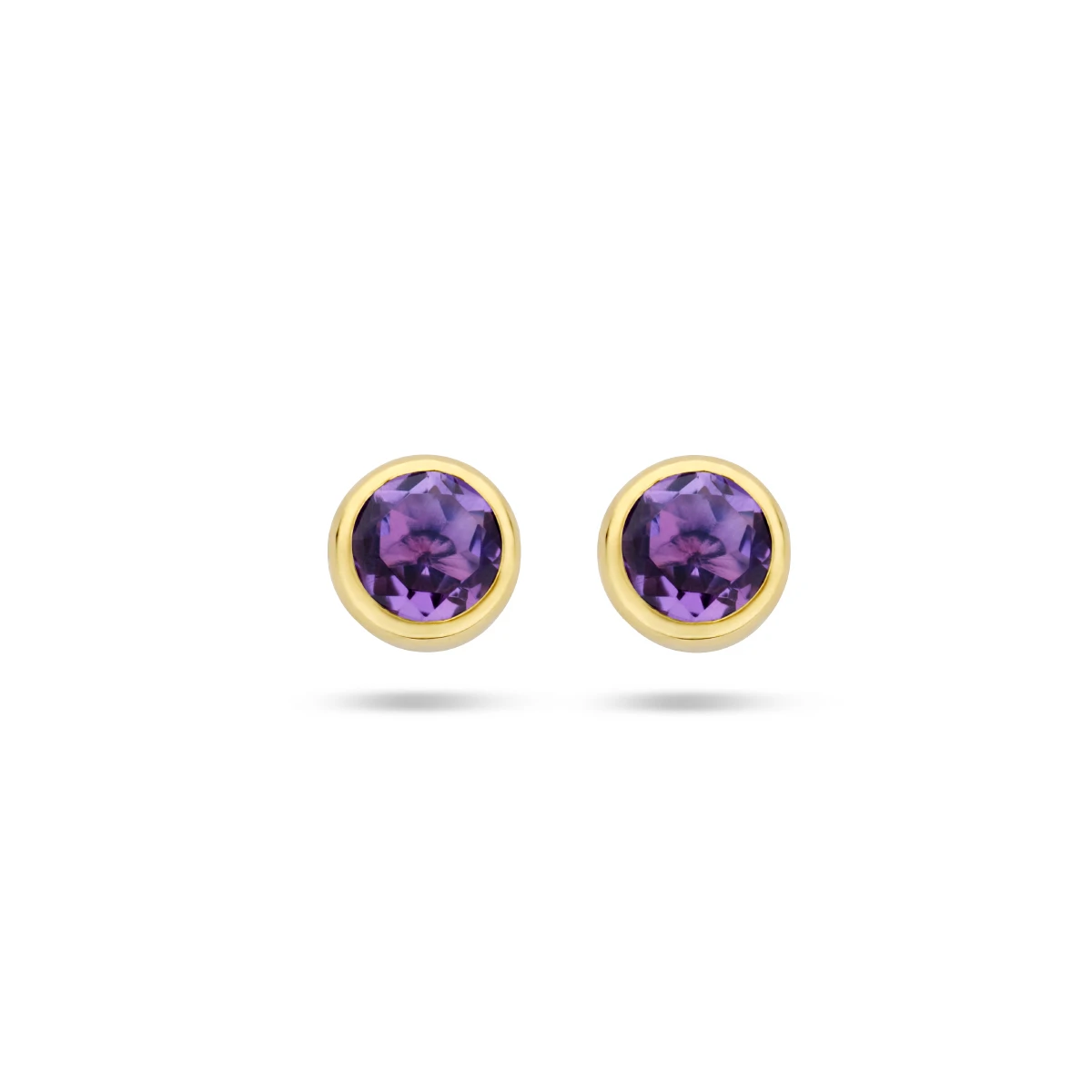 oorknoppen amethist 14K geelgoud