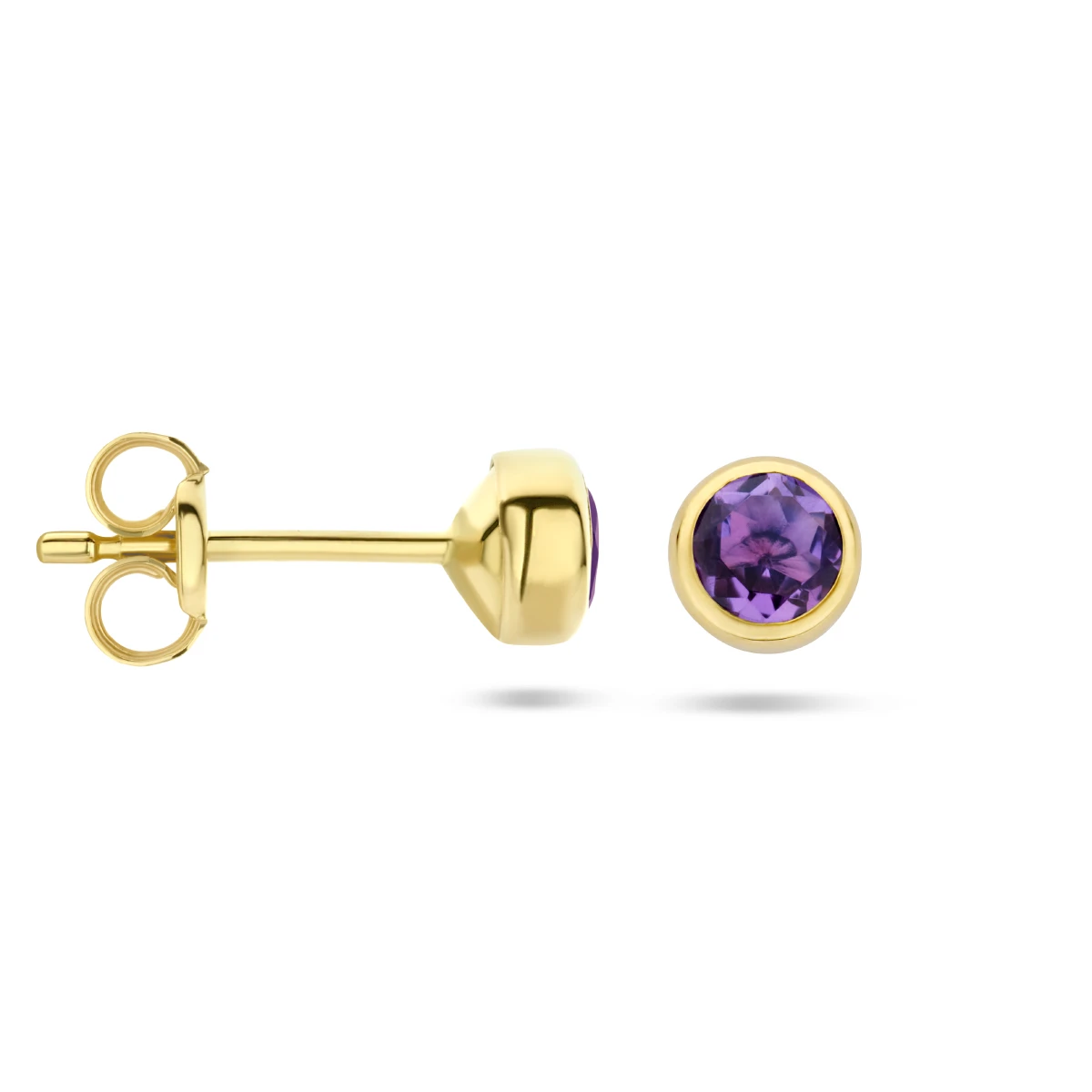 oorknoppen amethist 14K geelgoud