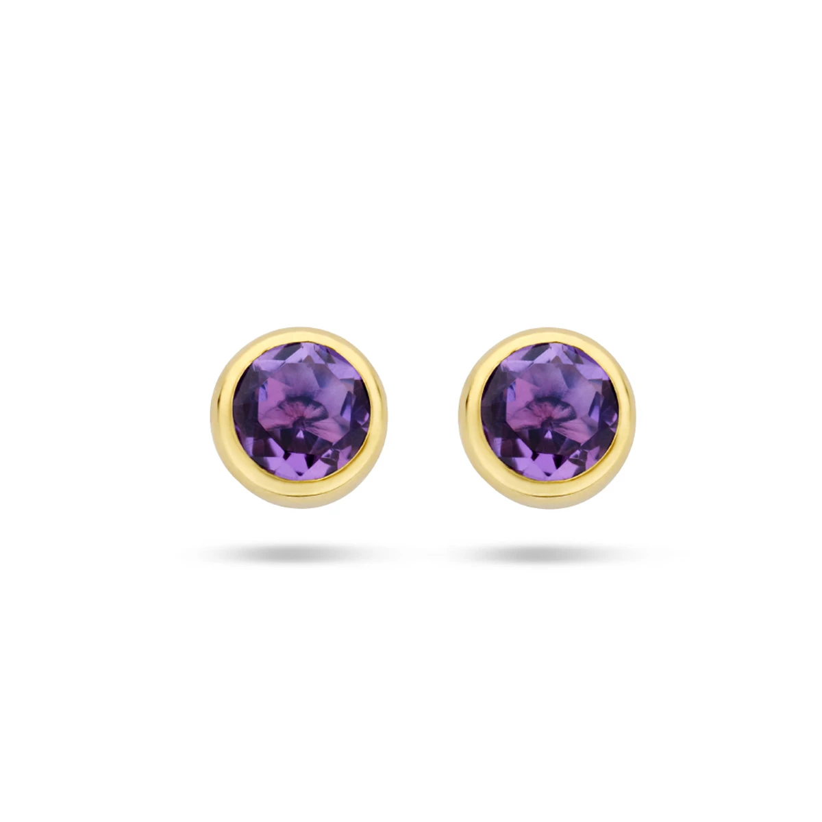 oorknoppen amethist 14K geelgoud