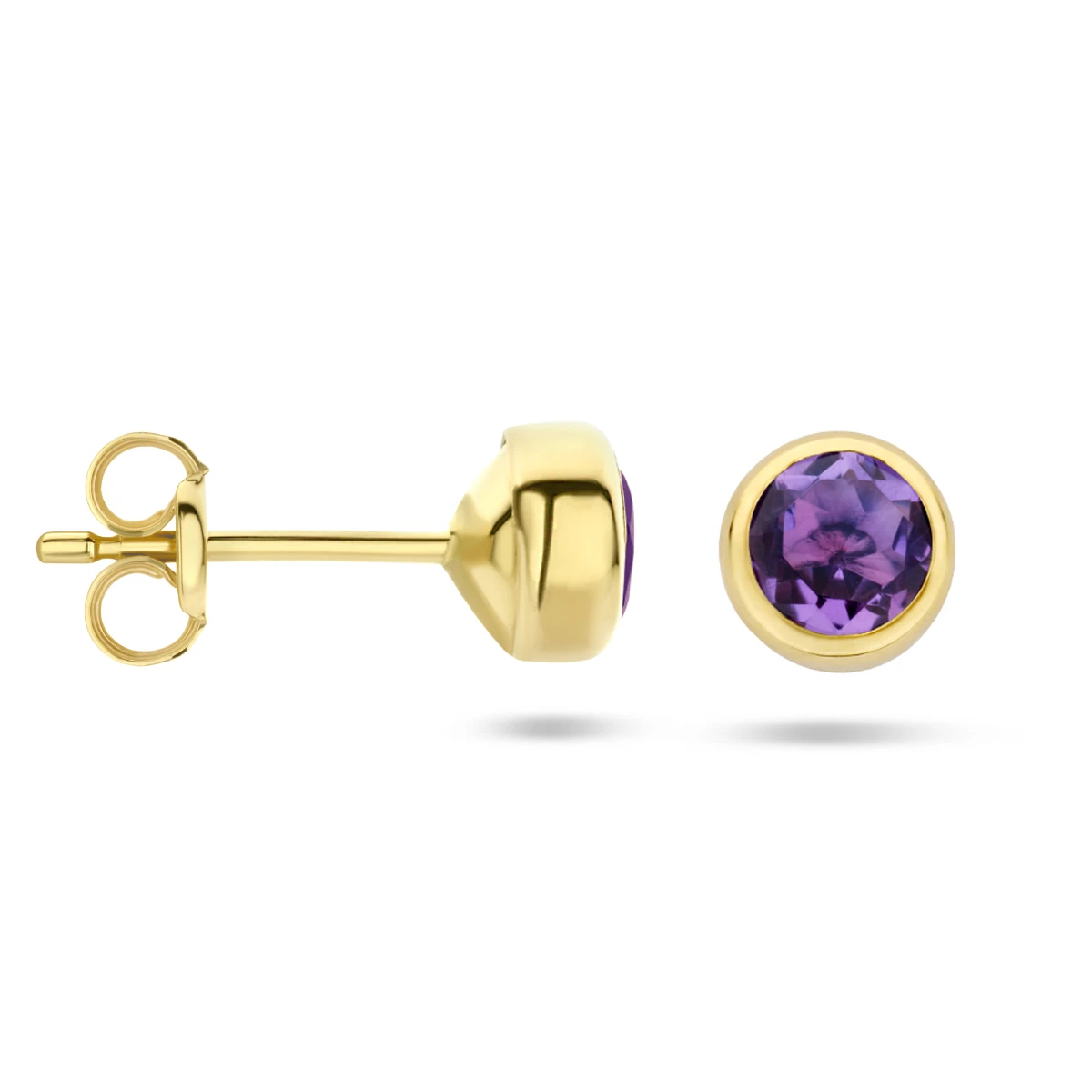 oorknoppen amethist 14K geelgoud