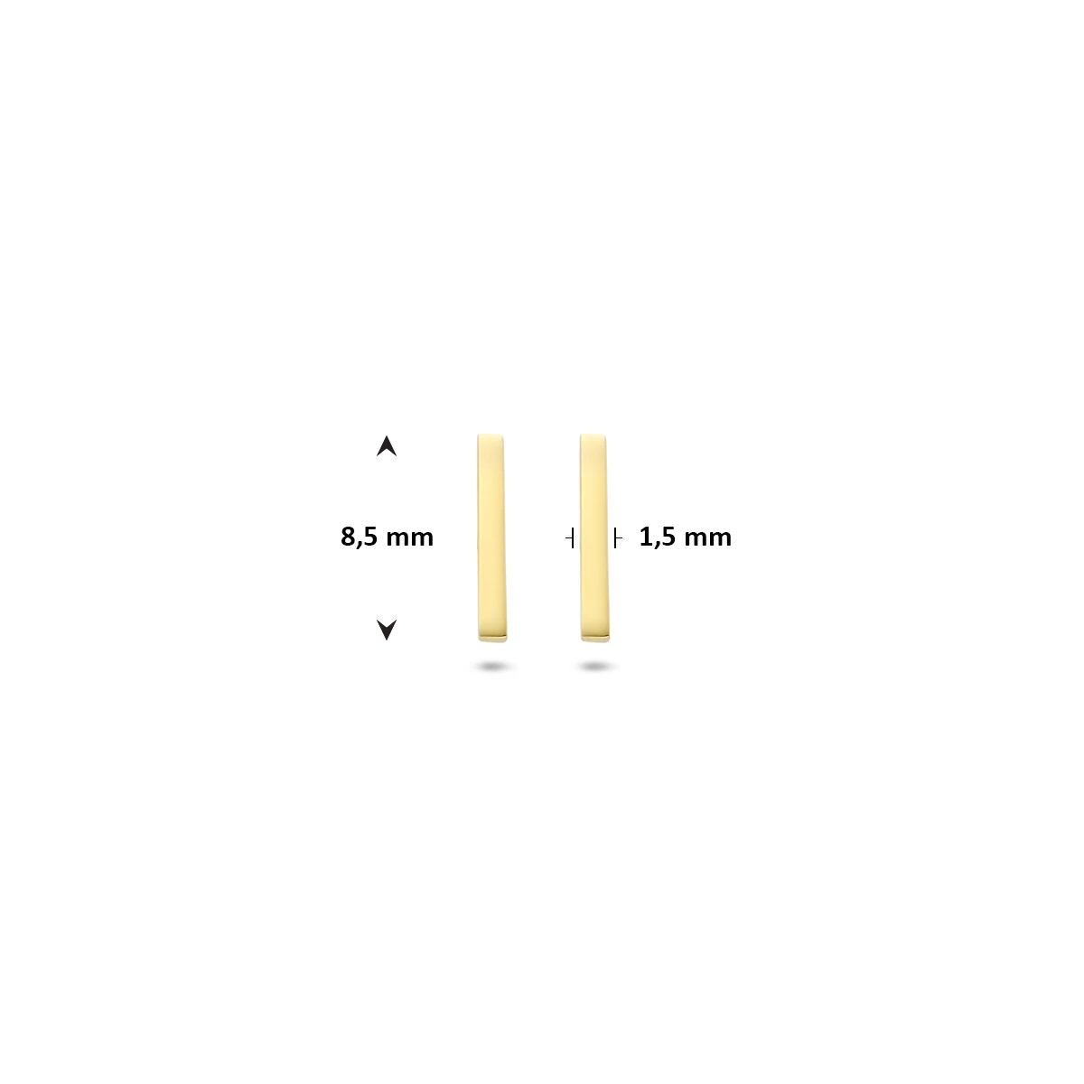 oorknoppen balkje 8,5 mm 14K geelgoud