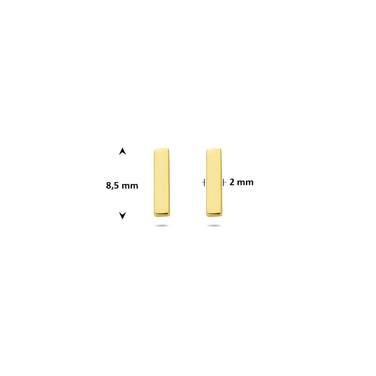 oorknoppen balkje 8,5 mm 14K geelgoud